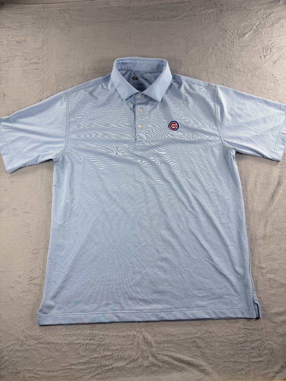 Onward Reserve Performance Polo Shirt Mens Large Blue Chicago Cubs MLB Stretch